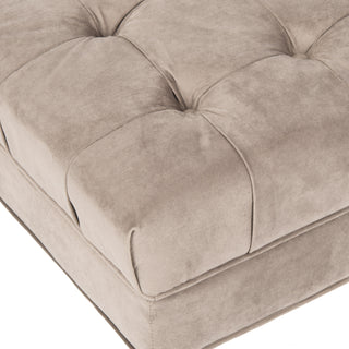 Safavieh Clark Tufted Cocktail Ottoman Mushroom Taupe and Espresso Furniture 