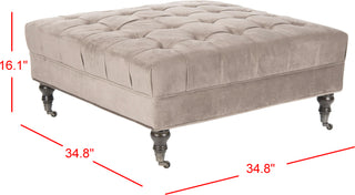 Safavieh Clark Tufted Cocktail Ottoman Mushroom Taupe and Espresso Furniture 