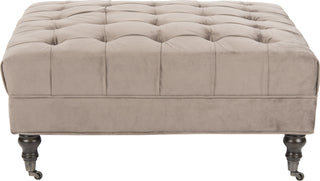 Safavieh Clark Tufted Cocktail Ottoman Mushroom Taupe and Espresso Furniture main image