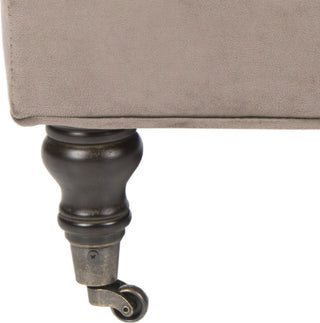 Safavieh Clark Tufted Cocktail Ottoman Mushroom Taupe and Espresso Furniture 