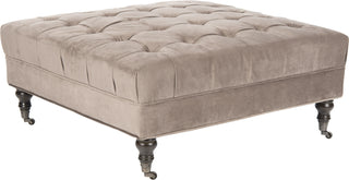 Safavieh Clark Tufted Cocktail Ottoman Mushroom Taupe and Espresso Furniture 