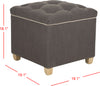 Safavieh Joanie Tufted Ottoman Charcoal Brown and Pickled Oak Furniture 