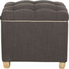 Safavieh Joanie Tufted Ottoman Charcoal Brown and Pickled Oak Furniture main image