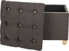 Safavieh Joanie Tufted Ottoman Charcoal Brown and Pickled Oak Furniture 