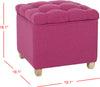 Safavieh Joanie Tufted Ottoman Berry and Pickled Oak Furniture 