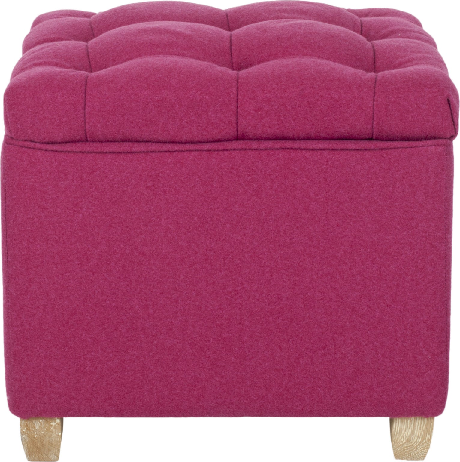 Safavieh Joanie Tufted Ottoman Berry and Pickled Oak Furniture main image