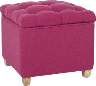 Safavieh Joanie Tufted Ottoman Berry and Pickled Oak Furniture 