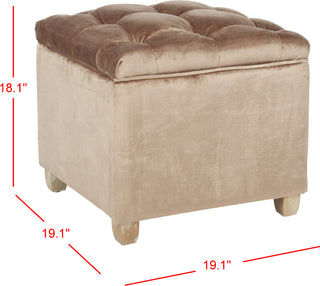 Safavieh Joanie Tufted Ottoman Dark Champagne and Pickled Oak Furniture 