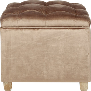 Safavieh Joanie Tufted Ottoman Dark Champagne and Pickled Oak Furniture main image