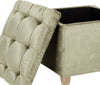 Safavieh Joanie Tufted Ottoman Antique Sage and Pickled Oak Furniture 