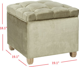 Safavieh Joanie Tufted Ottoman Antique Sage and Pickled Oak Furniture 