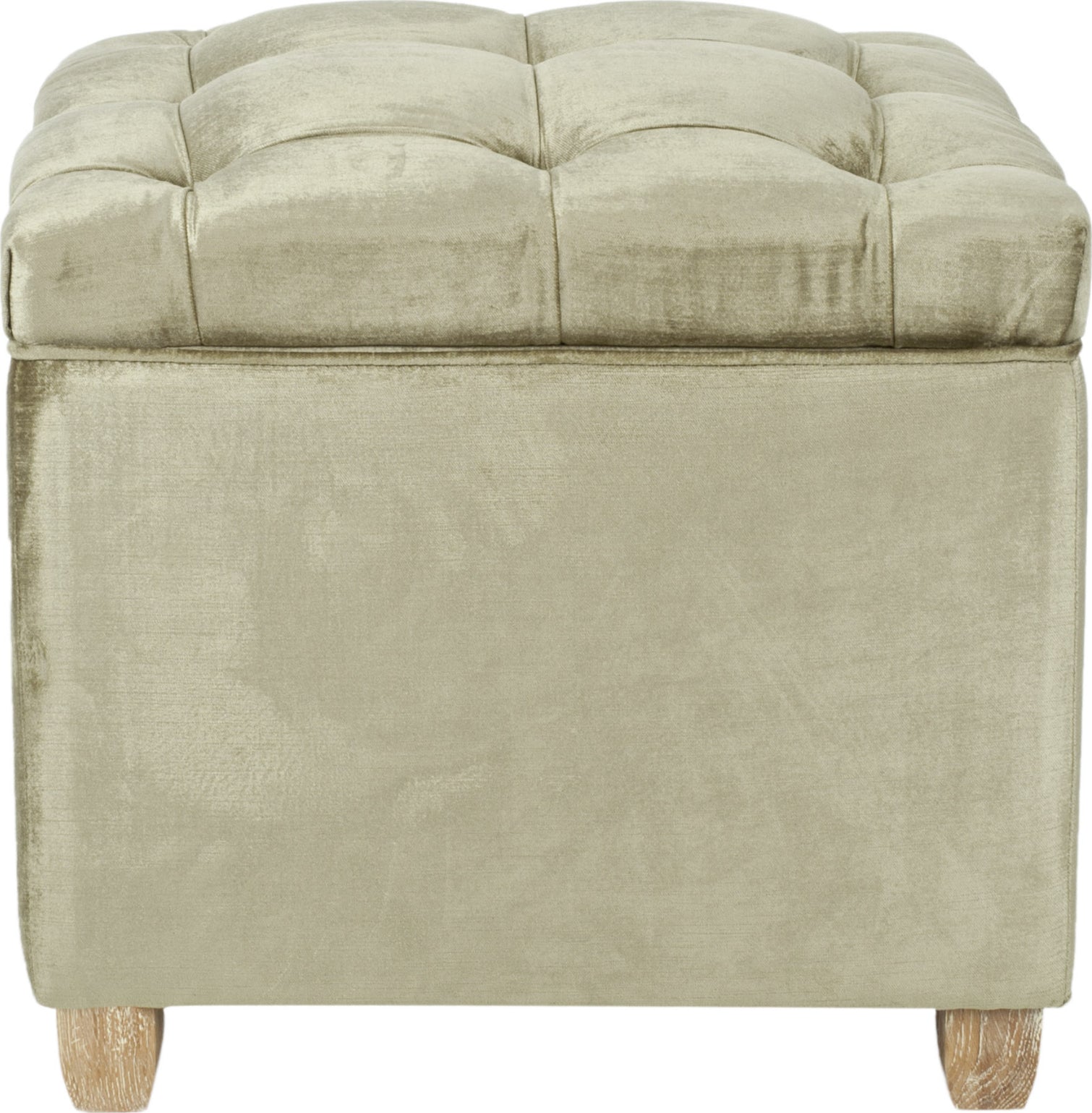 Safavieh Joanie Tufted Ottoman Antique Sage and Pickled Oak Furniture main image