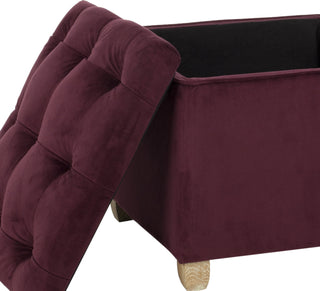 Safavieh Joanie Tufted Ottoman Bordeaux and Pickled Oak Furniture 