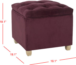 Safavieh Joanie Tufted Ottoman Bordeaux and Pickled Oak Furniture 