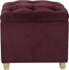 Safavieh Joanie Tufted Ottoman Bordeaux and Pickled Oak Furniture main image