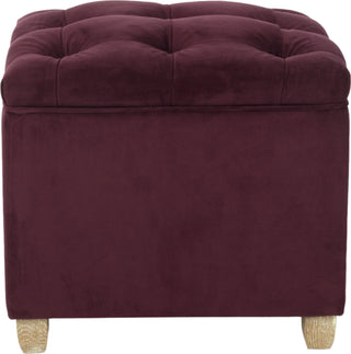 Safavieh Joanie Tufted Ottoman Bordeaux and Pickled Oak Furniture main image