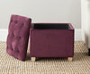Safavieh Joanie Tufted Ottoman Bordeaux and Pickled Oak Furniture  Feature