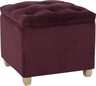 Safavieh Joanie Tufted Ottoman Bordeaux and Pickled Oak Furniture 