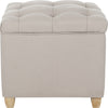 Safavieh Joanie Tufted Ottoman Taupe and Pickled Oak Furniture main image