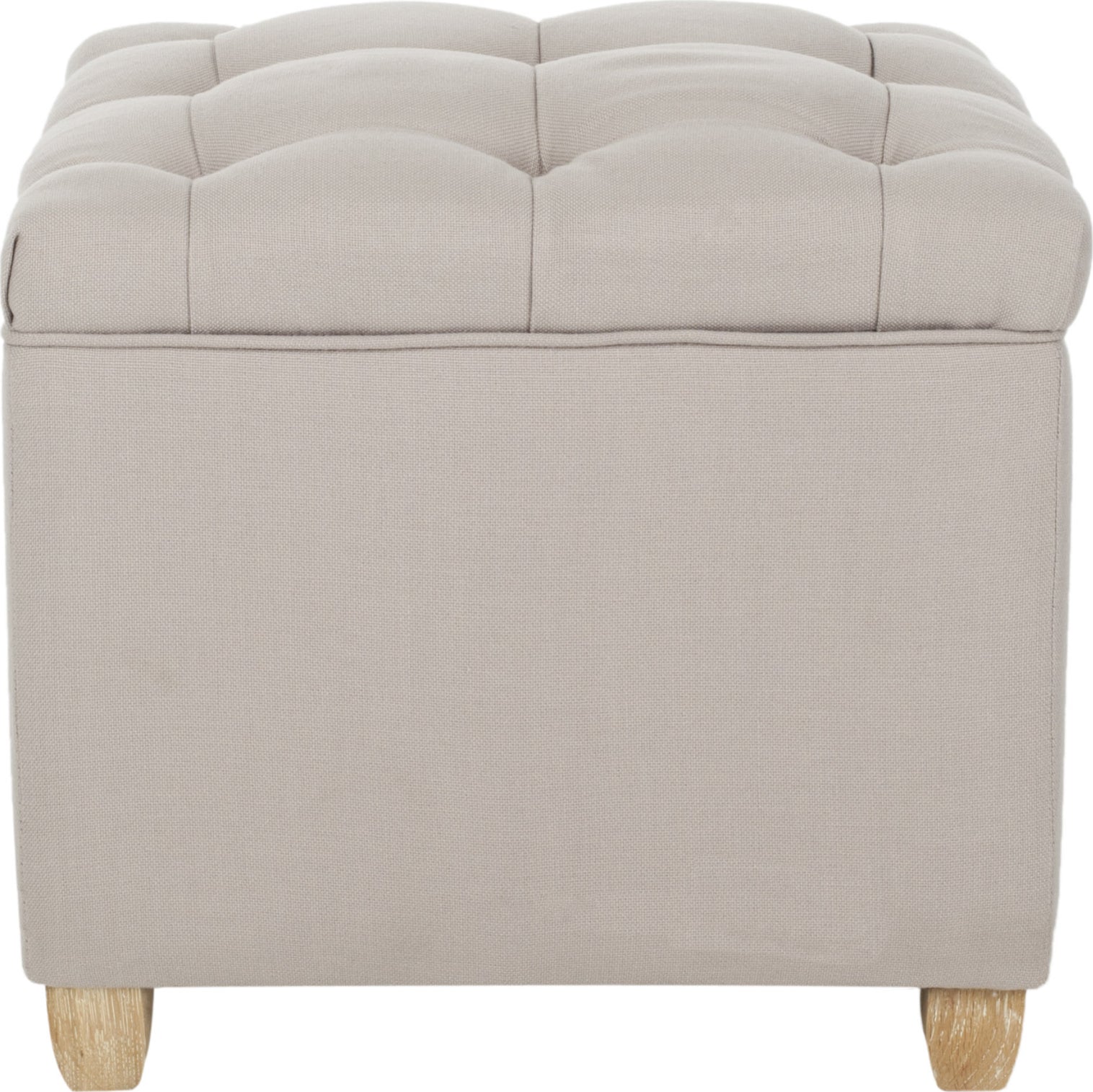 Safavieh Joanie Tufted Ottoman Taupe and Pickled Oak Furniture main image