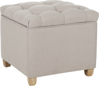 Safavieh Joanie Tufted Ottoman Taupe and Pickled Oak Furniture 