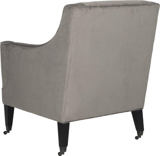 Safavieh Sherman Tufted Arm Chair Mushroom Taupe and Espresso Furniture 