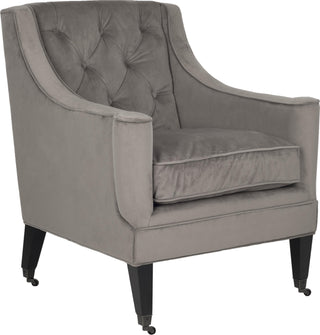 Safavieh Sherman Tufted Arm Chair Mushroom Taupe and Espresso Furniture 