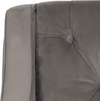 Safavieh Sherman Tufted Arm Chair Mushroom Taupe and Espresso Furniture 