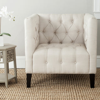 Safavieh Glen Tufted Club Chair Beige and Black Furniture  Feature