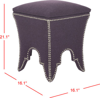 Safavieh Deidra Ottoman-Silver Nail Heads Plum Furniture 