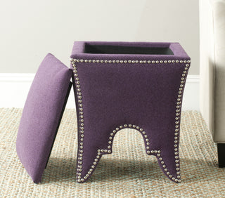 Safavieh Deidra Ottoman-Silver Nail Heads Plum Furniture 