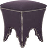 Safavieh Deidra Ottoman-Silver Nail Heads Plum Furniture 