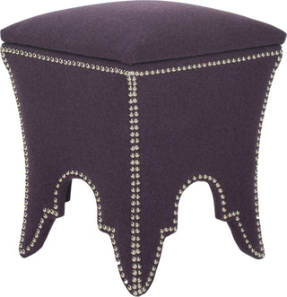 Safavieh Deidra Ottoman-Silver Nail Heads Plum Furniture 