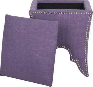 Safavieh Deidra Ottoman-Silver Nail Heads Lavender Furniture 