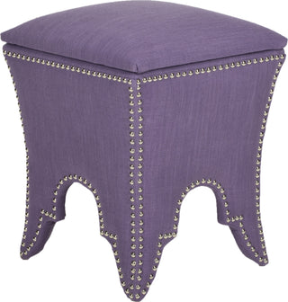 Safavieh Deidra Ottoman-Silver Nail Heads Lavender Furniture 