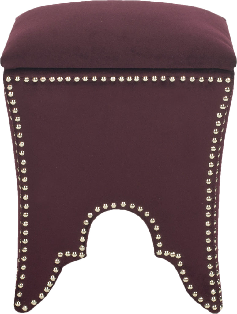 Safavieh Deidra Ottoman-Silver Nail Heads Bordeaux Furniture main image