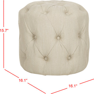 Safavieh Ponzi Tufted Ottoman Beige Furniture 