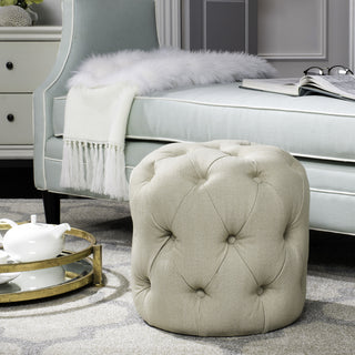 Safavieh Ponzi Tufted Ottoman Beige Furniture  Feature