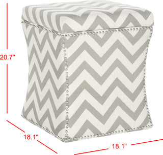 Safavieh Flora Chevron Ottoman With Nail Heads Grey Furniture 