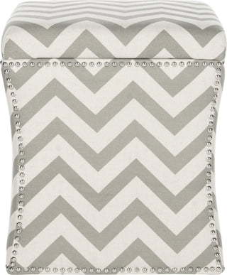 Safavieh Flora Chevron Ottoman With Nail Heads Grey Furniture main image