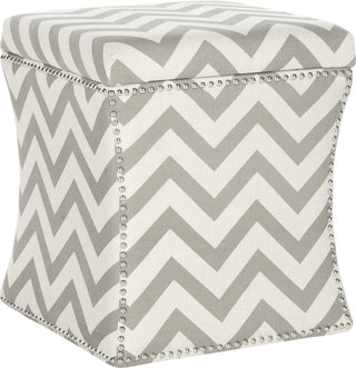 Safavieh Flora Chevron Ottoman With Nail Heads Grey Furniture 