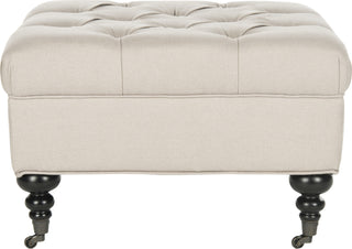 Safavieh Angeline Tufted Ottoman Taupe and Espresso Furniture main image