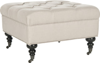 Safavieh Angeline Tufted Ottoman Taupe and Espresso Furniture 