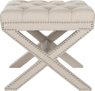 Safavieh Patrice Ottoman-Silver Nail Heads Taupe Furniture main image