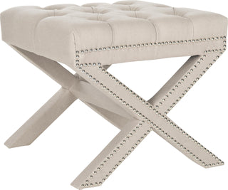 Safavieh Patrice Ottoman-Silver Nail Heads Taupe Furniture 