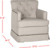 Safavieh Millicent Swivel Accent Chair-Brass Nail Heads Taupe Furniture 