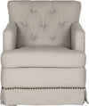 Safavieh Millicent Swivel Accent Chair-Brass Nail Heads Taupe Furniture main image