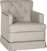 Safavieh Millicent Swivel Accent Chair-Brass Nail Heads Taupe Furniture 