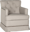 Safavieh Millicent Swivel Accent Chair-Brass Nail Heads Taupe Furniture 