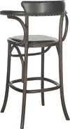 Safavieh Kenny Bar Stool-Brass Nail Heads Antique Black and Dark Umber Furniture 